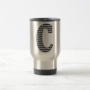 Tasse noire et blanche de voyage de Chevron C