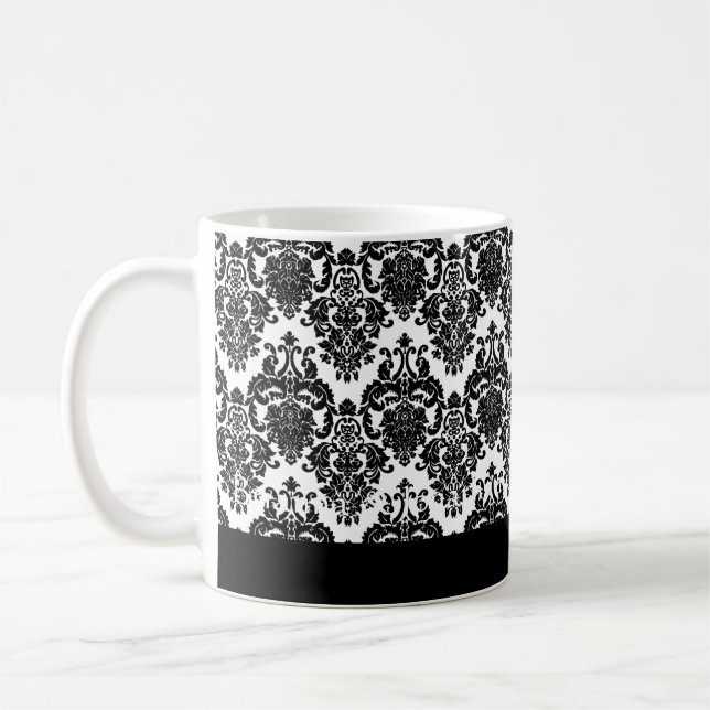 Tasse NOIRE et BLANCHE élégante de damassé de (Gauche)