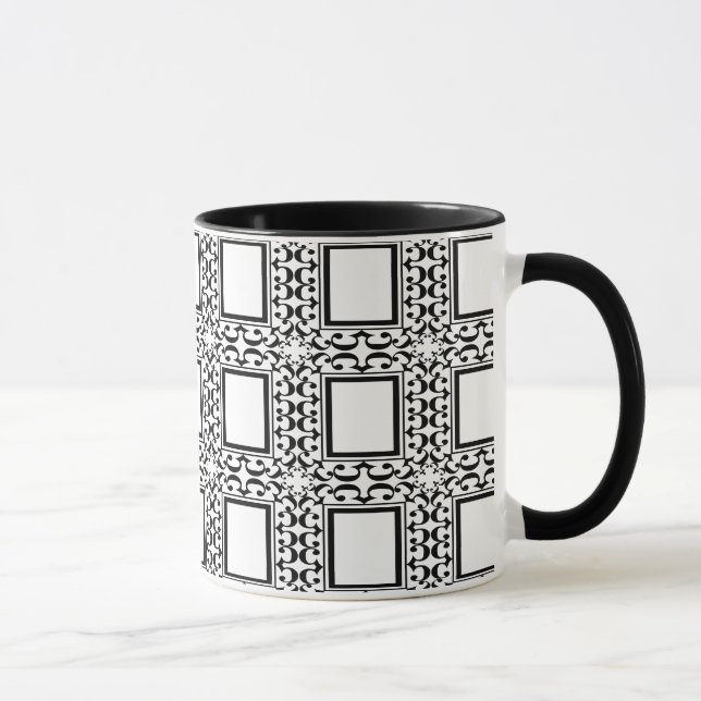 Tasse noire et blanche fleurie (Droite)
