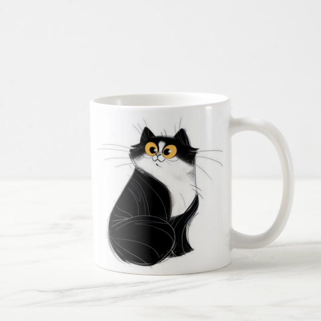 Tasse noire et jaune de chat de yeux (Droite)