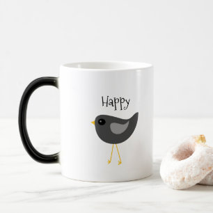 Tasse noire mignonne d'oiseau