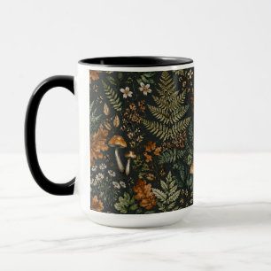 Tasse noire sans couture de fougère de champignon