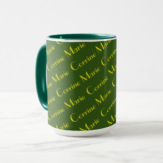 Tasse - nom carrelé en jaune