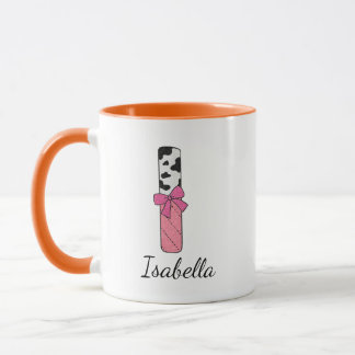 Tasse Nom Initial Personnalisé | Vache Rose Lettre