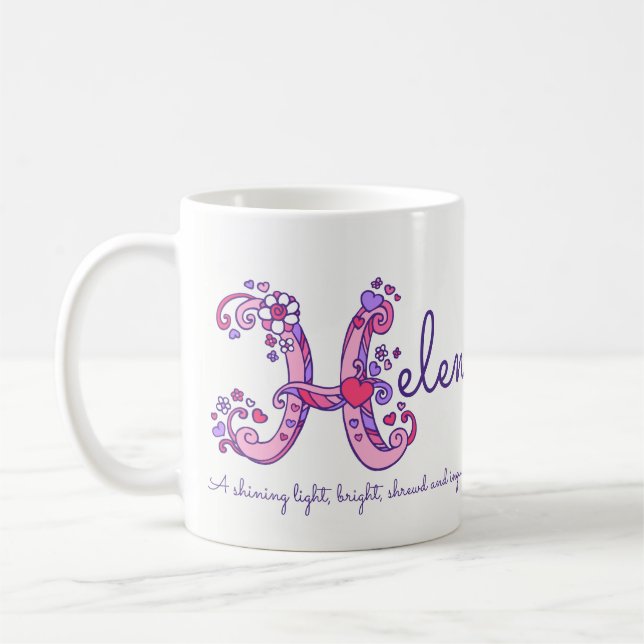 Tasse nommée de monogramme de la fleur H de coeur (Gauche)