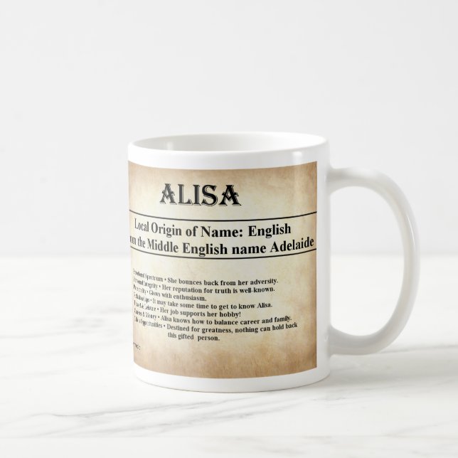 Tasse nommée de signification - Alisa (Droite)