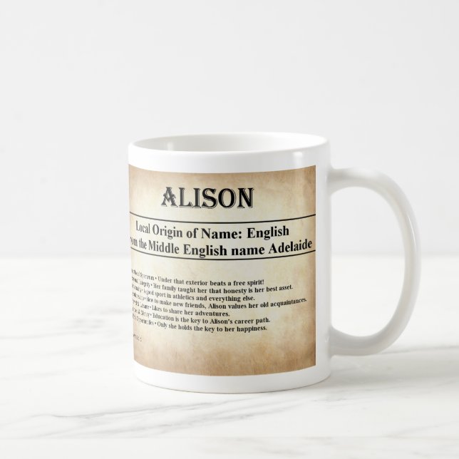 Tasse nommée de signification - Alison (Droite)