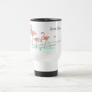 Tasse nommée de voyage du trio des Flamants roses