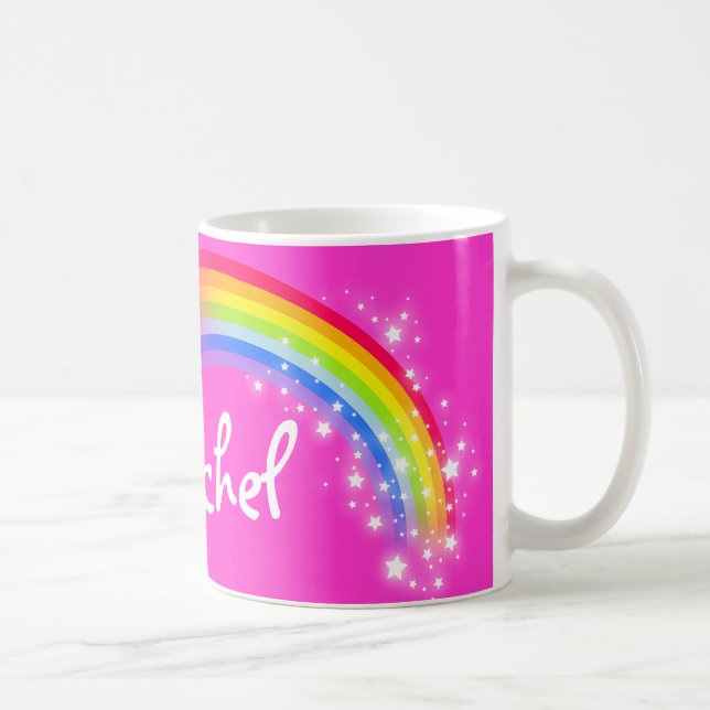 Tasse nommée personnalisée de rose d'arc-en-ciel (Droite)
