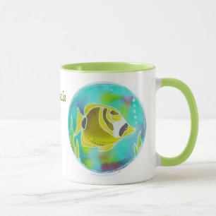 Tasse nommée personnalisée par batik de poissons