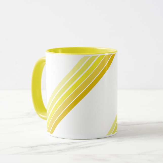 Tasse - nuances de jaune rayures diagonales (Devant gauche)