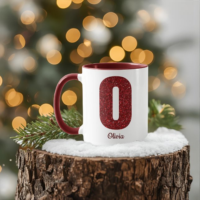 Tasse O Monogramme Pailleté Moderne avec Nom (Créateur téléchargé)
