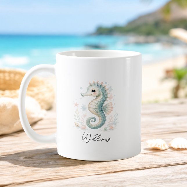 Tasse Ocean Seahorse Nom Personnalisé (Custom Name Ocean Seahorse Mug)