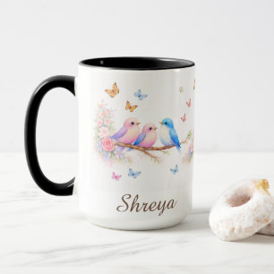 Tasse Oiseau Floral   Cadeau Esthétique Papillon P