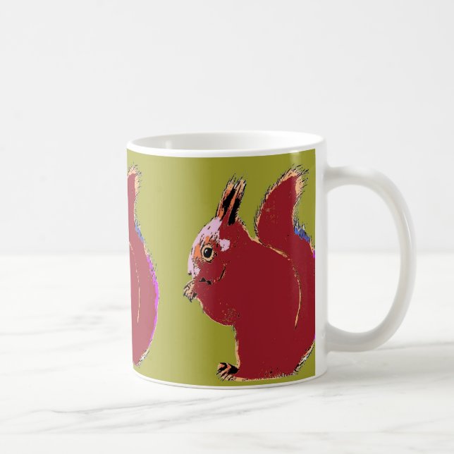 Tasse olive d'art de bruit d'écureuil rouge (Droite)