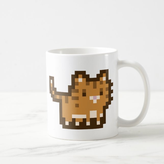 Tasse orange d'art de pixel de chat (Droite)