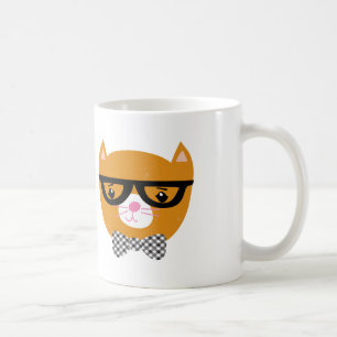 Tasse orange de chat de hippie