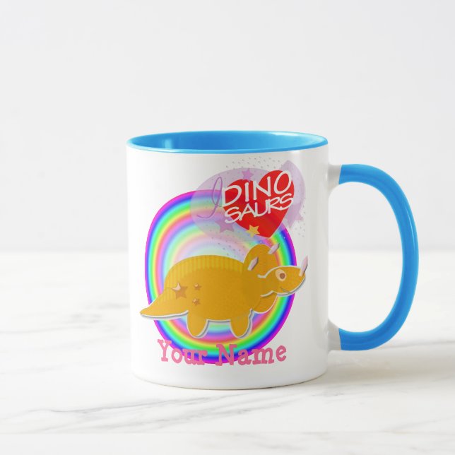 Tasse orange de couleur de Dino de Triceratops (Droite)