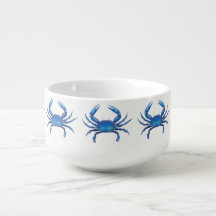 Tasse orientale de soupe à crabe bleu