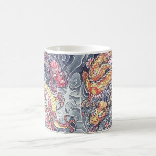 Tasse orientale fraîche de tatouage de dragons