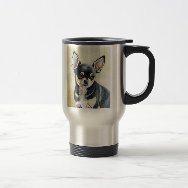 Tasse originale de voyage d'art de chien de (Droit)