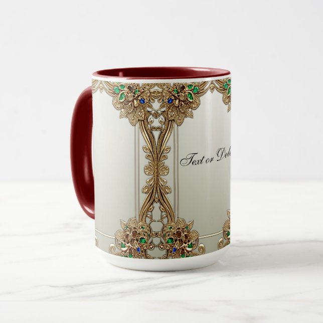 Tasse ornée élégante en or (Devant gauche)