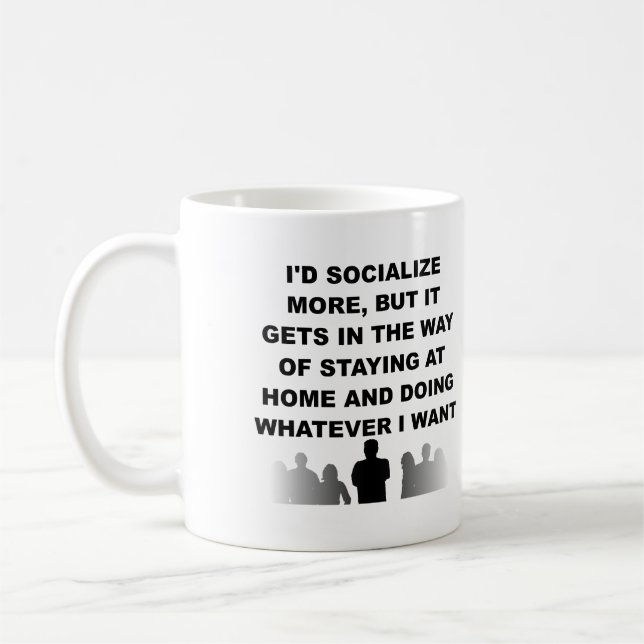 Tasse ou mug drôle pour introverti qui reste à la  (Gauche)