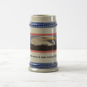 Tasse ou stein d'Eagle, nom du fils et date