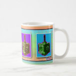 Tasse ou tasse de Dreidels d'art de bruit<br><div class="desc">Dreidels comme art de bruit sont décrits sur cette tasse de boissons d'amusement que vous pouvez commander comme tasse,  tasse de voyage,  stein de bière ou stein ou tasse givré dans une série de couleurs et styles.</div>