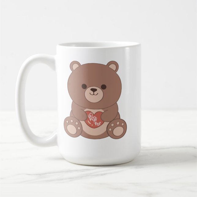 Tasse Ours en Peluche Romantique & Cœurs (Gauche)