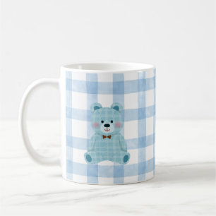 Tasse Ourson Mignon Tasse Kawaii à Carreaux Bleu