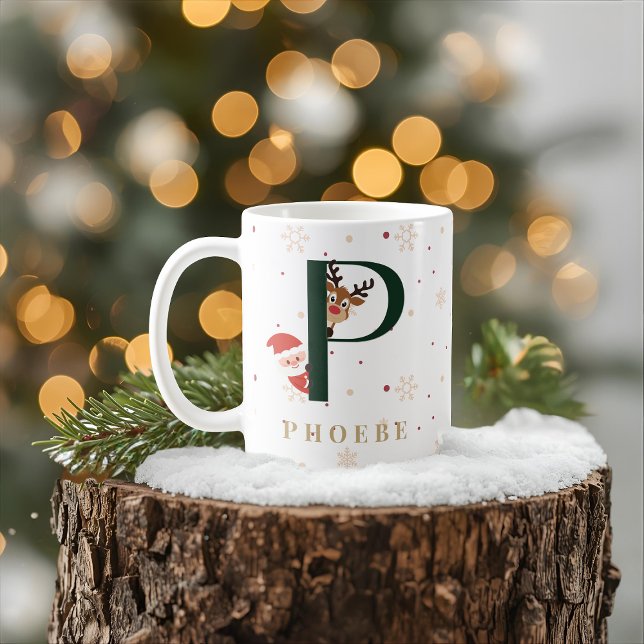 Tasse P Monogramme de Noël Personnalisée (Créateur téléchargé)
