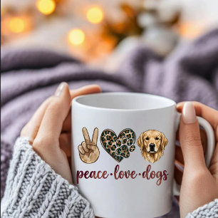 Tasse Paix Amour Chiens   Cadeau de Maman Golden R