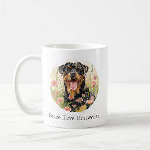 Tasse - Paix Amour Rottweiler - Aquarelle