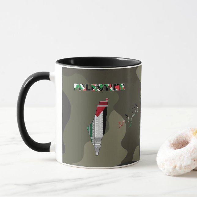 Tasse Palestine - Cadeau Mug Écharpe Palestinienne (Avec donut)