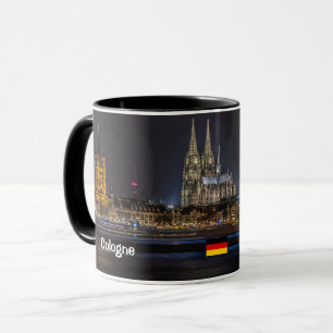 Tasse panoramique de nuit de Cologne Allemagne
