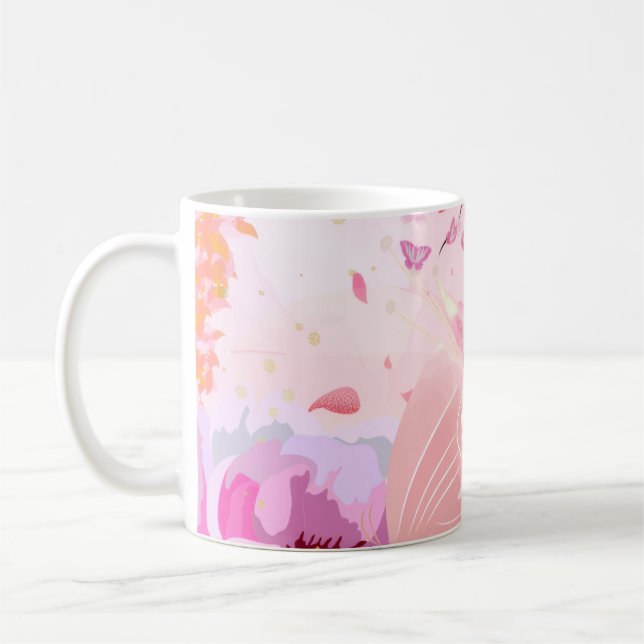 Tasse Papillon Fleur de Cerisier Rose | Floral Pri (Gauche)