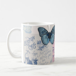 Tasse papillon musical bleu et blanc