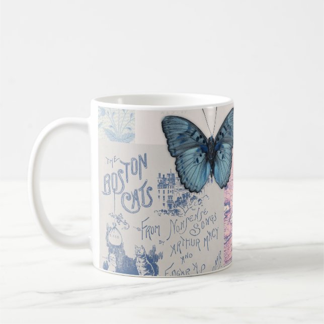 Tasse papillon musical bleu et blanc (Gauche)