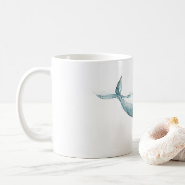 Tasse partie de natation de baleine d'aquarelle (Avec donut)