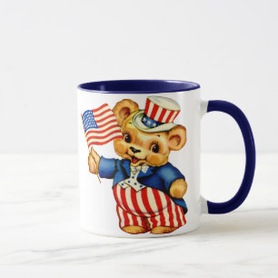 Tasse patriotique vintage d'ours