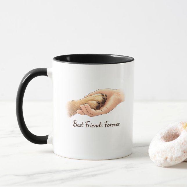 Tasse Patte de Chien et Main – Meilleurs Amis pour (Avec donut)