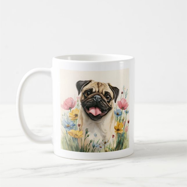 Tasse Peace Love Pug (Gauche)
