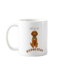 Tasse personnalisable avec doodle Woof mercredi