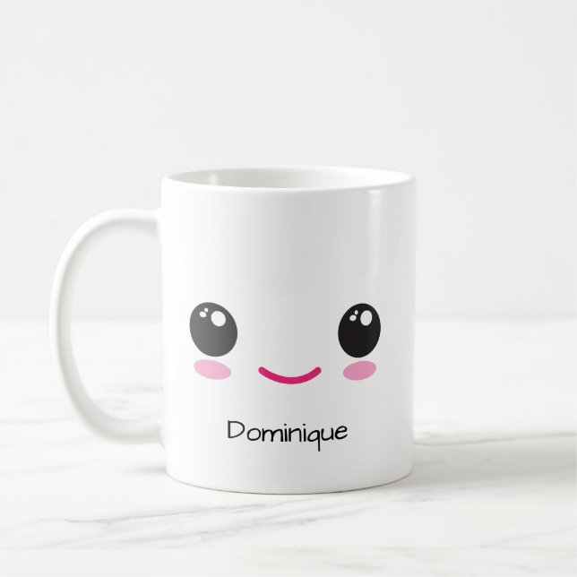 Tasse personnalisable avec un visage Kawaii mignon (Gauche)