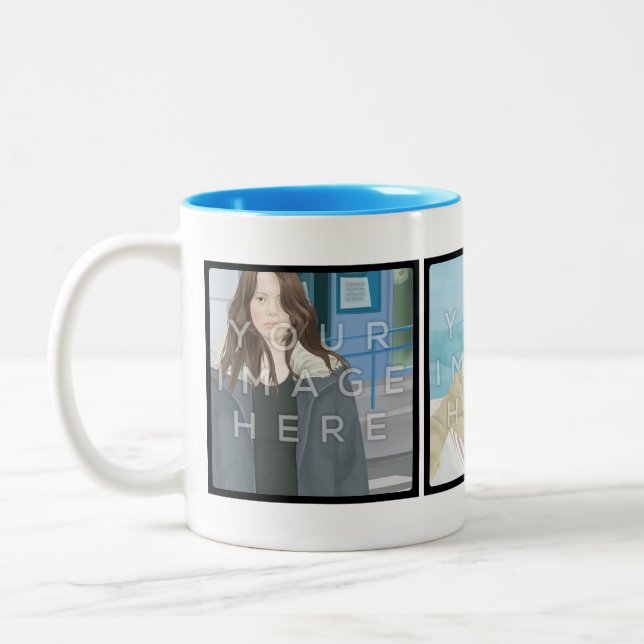 Tasse personnalisable de 2-Ton de photo (Gauche)