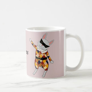Tasse personnalisable de lapin de harlequin de