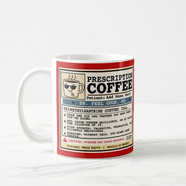 Tasse personnalisable drôle d'ordonnance de café R (Gauche)