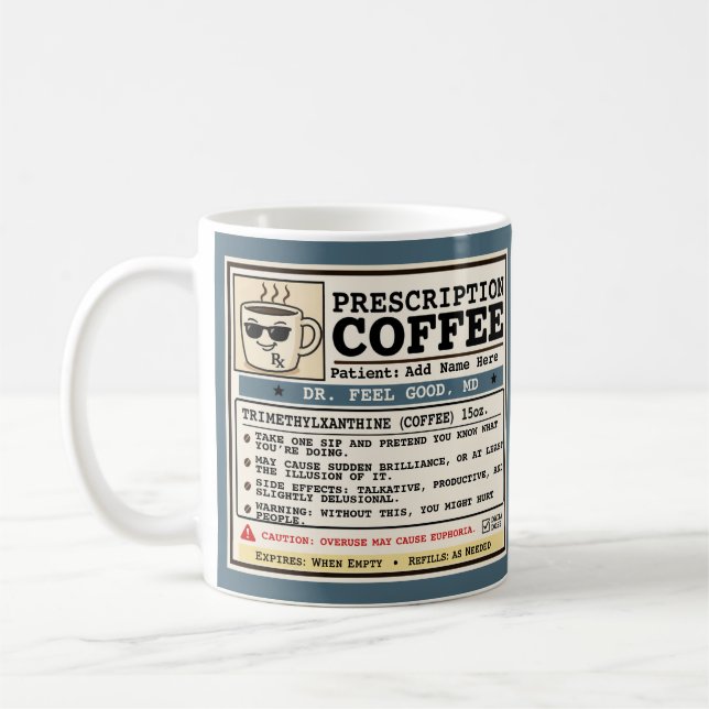 Tasse personnalisable drôle d'ordonnance de café R (Gauche)