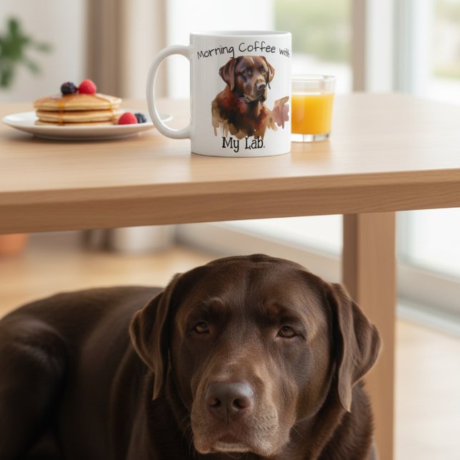 Tasse personnalisable en aquarelle Labrador marron (Créateur téléchargé)